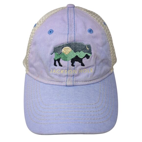 Jackson Hole Snapback Trucker Hat Purple One Size Mesh Back Blue 84 - Picture 1 of 8
